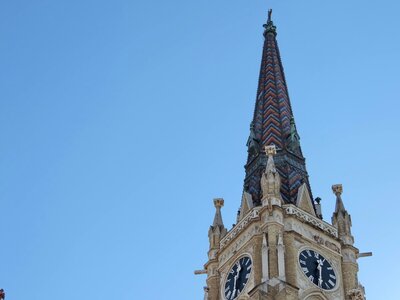 Blue Sky catholic church tower