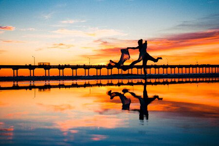 Woman Dancing Sunset photo