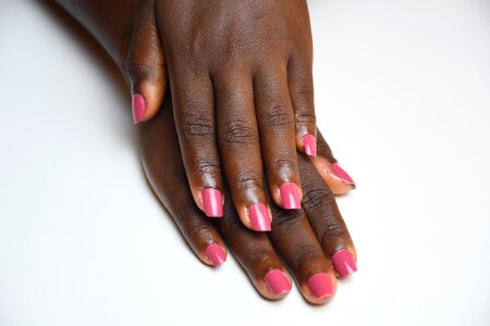 Gestural hands varnished nails photo