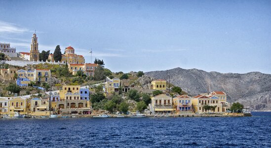 the harbour of Symi, Symi island, Greece photo
