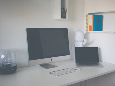 Mac White Minimal Desk photo