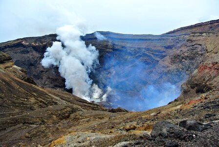 Hot smoke volcanic photo