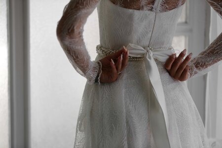 Hands wedding dress elegance photo