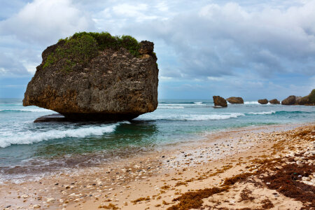 Rocks in the sea at Bathsheba in Barbados photo