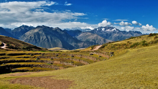 Landscape and Terrace with Mountains in Back photo