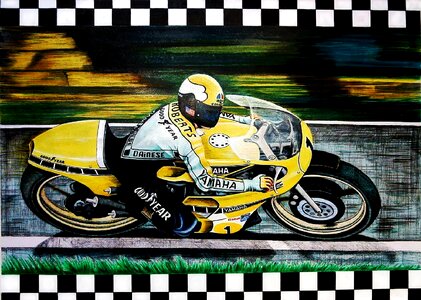 Motorcycle Racer Kenny Roberts acrylic painting photo