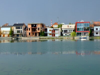 Lake architecture skyline photo