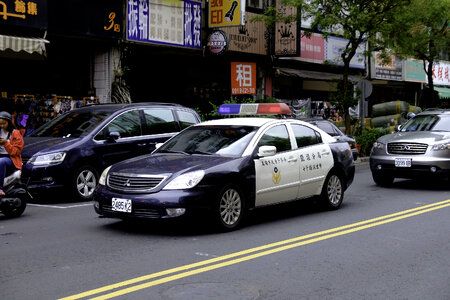 loseup view of police car at downtown of Shanghai