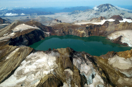Crater lake and Katmai Volcano in Katmai National Park, Alaska photo