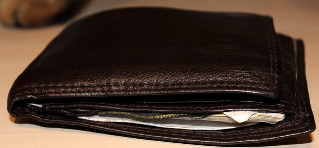 Closeup of leather wallet photo