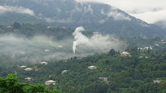 Clouds fog house photo