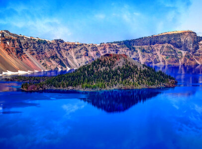 Scenic Landsape and Clear Waters of Crater Lake National Park, Oregon photo
