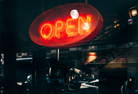 Open Sign Neon Light Bar or Restaurant photo