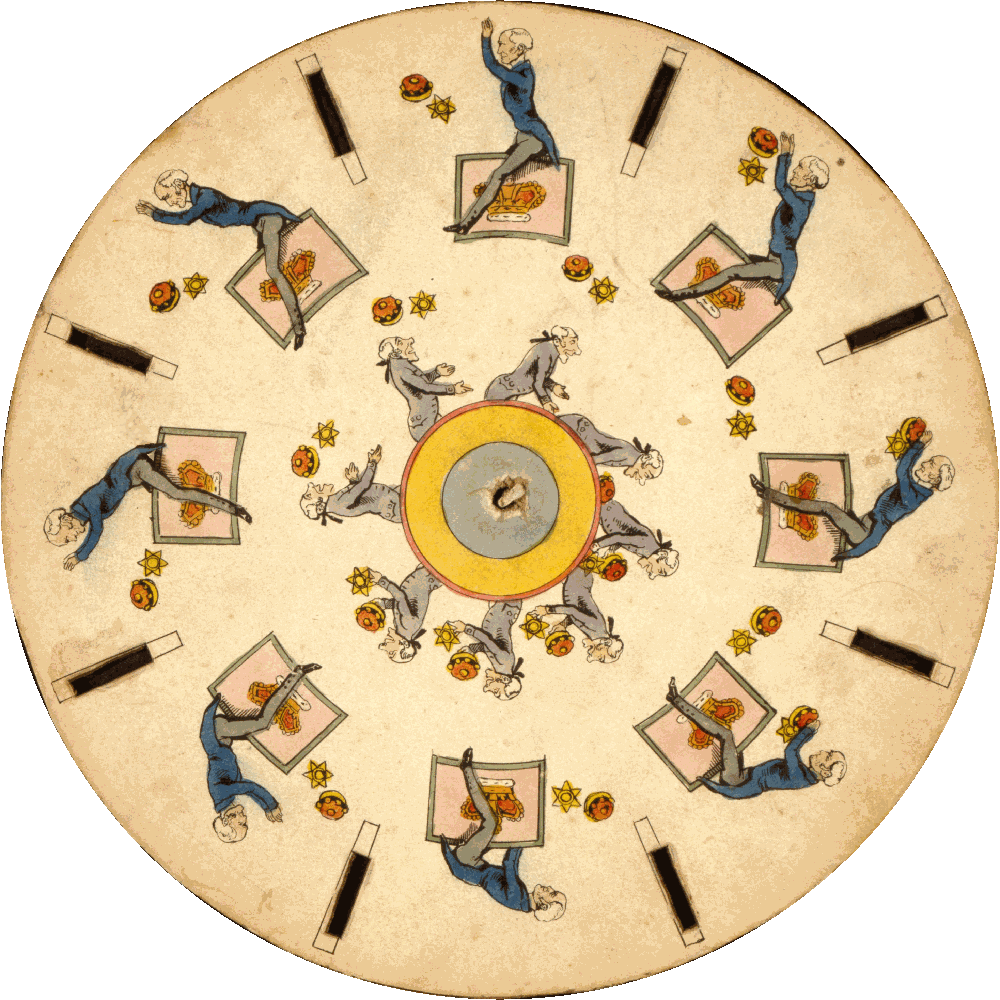 Optical illusion disc with two men throwing and catching cakes and stars-corrected.gif
