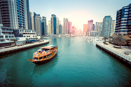 Orange Boat in Dubai Marina photo