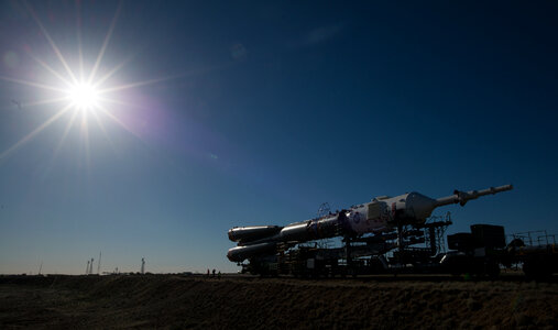 Soyuz Rolled to the Pad for Launch photo