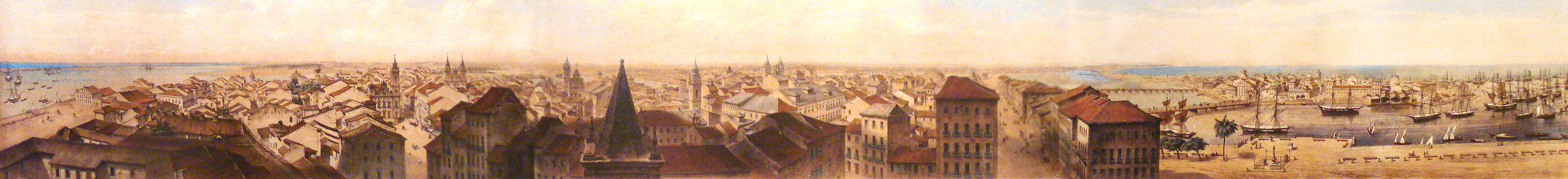 Panorama of Recife in 1855 in Brazil photo