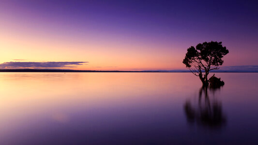 Lake landscape under Purple Dusk photo