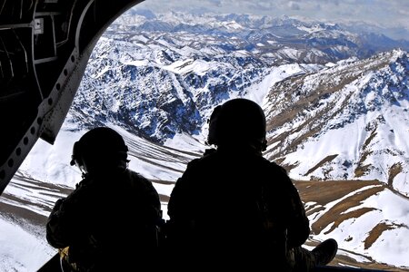 Snow mountains helicopter