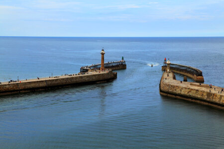 Harbor entrance in Whitby England photo