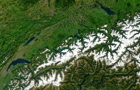 NASA Satellite image of the Swiss Alps photo