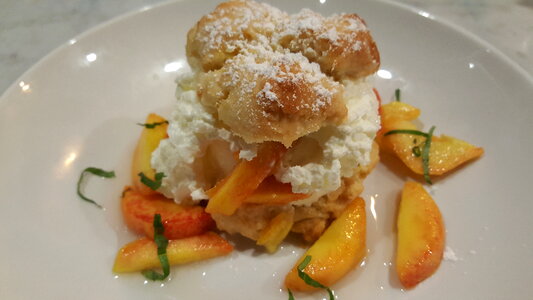 dessert with peaches photo