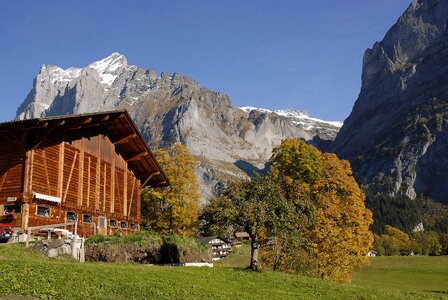 Autumn wooden houses alpine