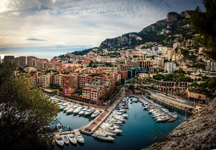City side and docks and boats in Monaco photo