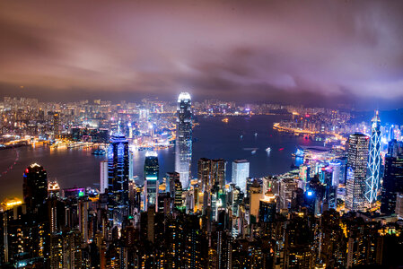 Hong Kong City Skyline at Night photo