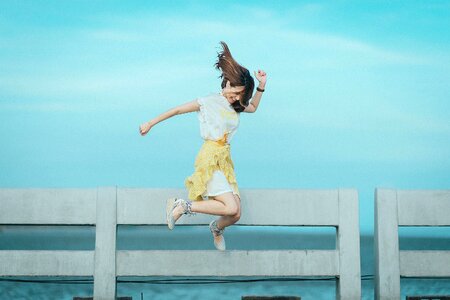 Happy Woman Jumping photo