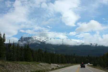 Beautiful landscape of a road through Rocky Mountains