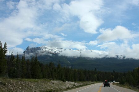 Beautiful landscape of a road through Rocky Mountains photo