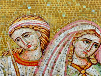 Medieval mosaic portrait photo