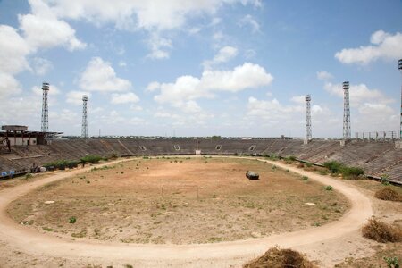 Panoramic view sports ground grandstand photo