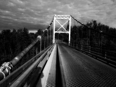 Black and white bridge building countryside photo