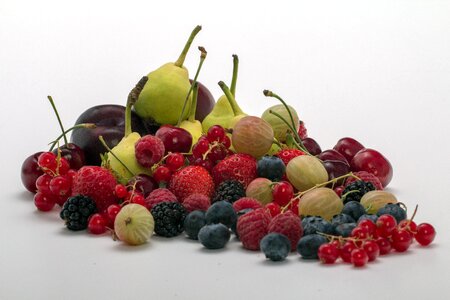 Fruits pears blueberries
