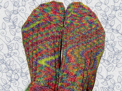 Colorful feet knitting