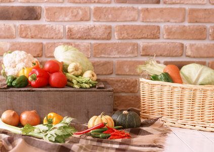 Vegetables . Fresh Bio Vegetable in a Basket. photo
