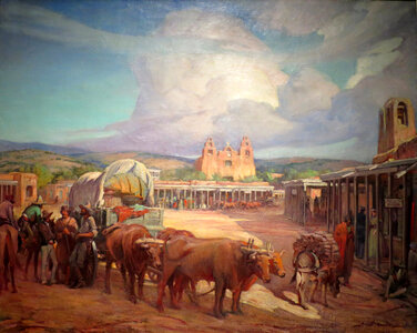 Santa Fe Plaza in 1850 in New Mexico