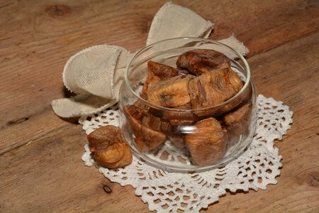Sweet dried fruit wooden table