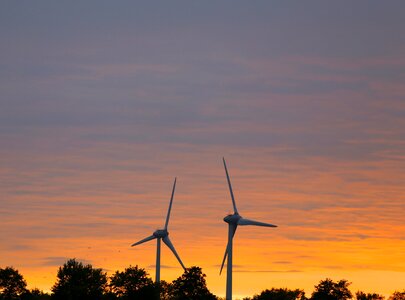 Sunset cloud windmill photo