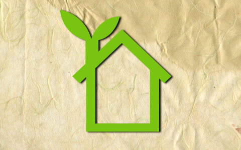 Paper texture of eco house logo photo