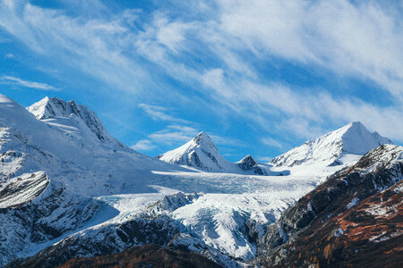 Mountain Landscape Panorama of Snowy Peaks photo