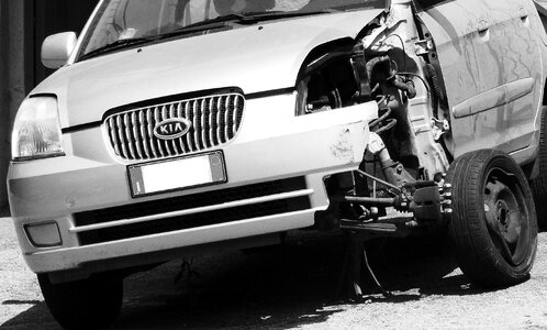 Accident collision gray car