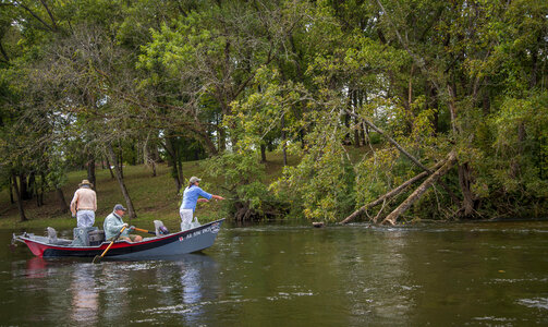 Group fly fishing from drift boat on White River-2 photo