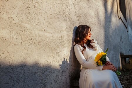 Sitting young woman relaxation photo