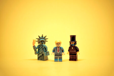 Statue of Liberty, Lincoln and Trump. Democracy concept photo