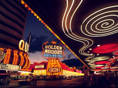 Gambling evening neon sign photo