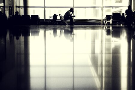 Silhouette sitting passengers