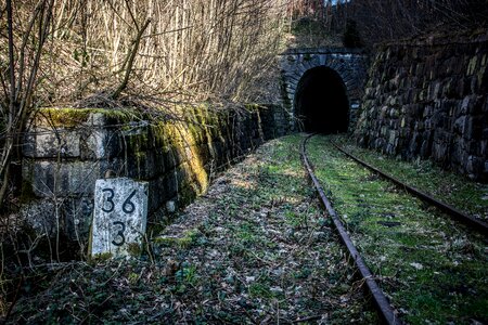 Railroad track rail traffic railway tunnel photo